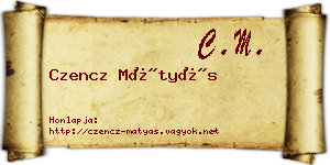 Czencz Mátyás névjegykártya